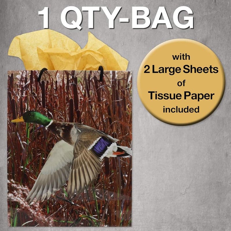 Duck Gift Bag with Tissue & Tag - Mallard Design for Men