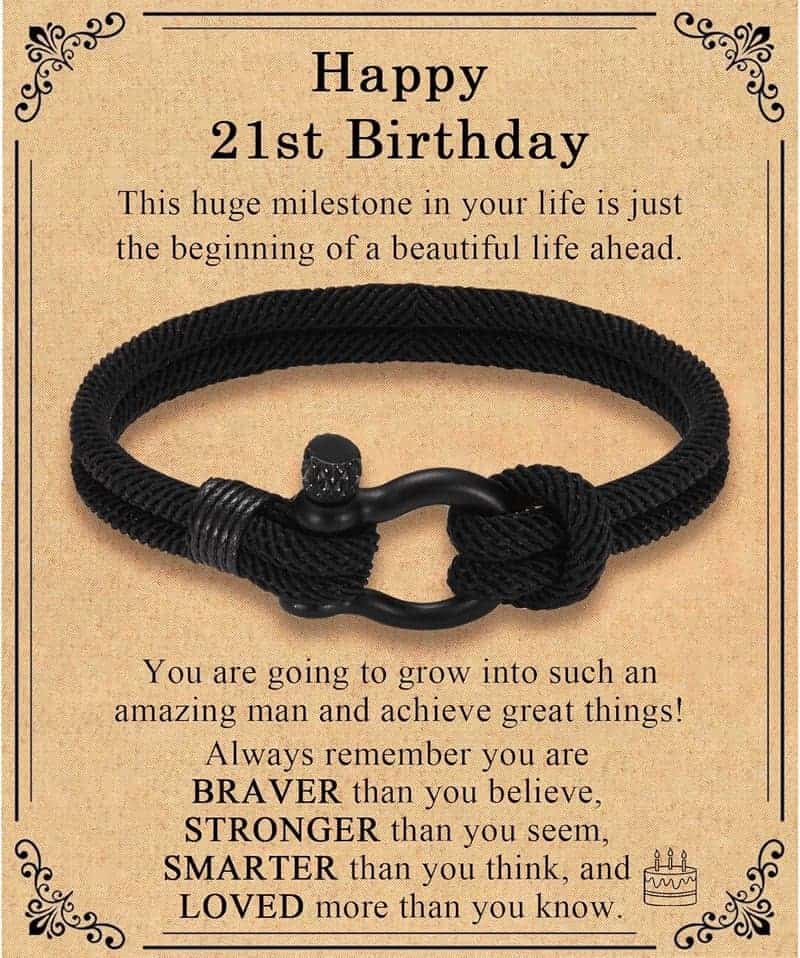 13th-21st Birthday Bracelet Gift for Boys, Men, or Teens