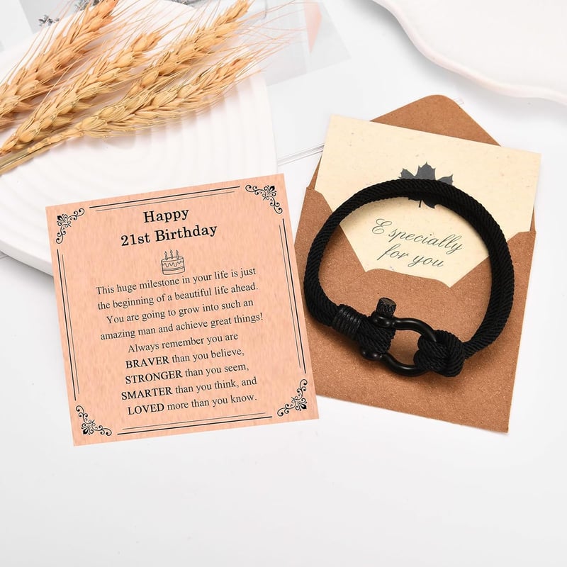 13th-21st Birthday Bracelet Gift for Boys, Men, or Teens