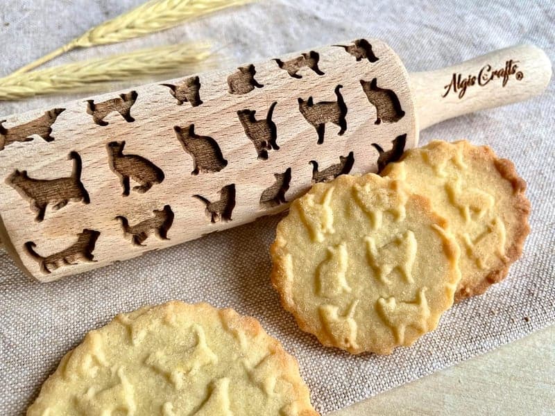 Kid's Laser-Engraved Cat Rolling Pin