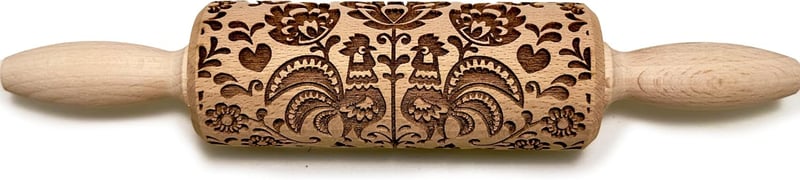 Engraved Floral Cookie Rolling Pin, Small