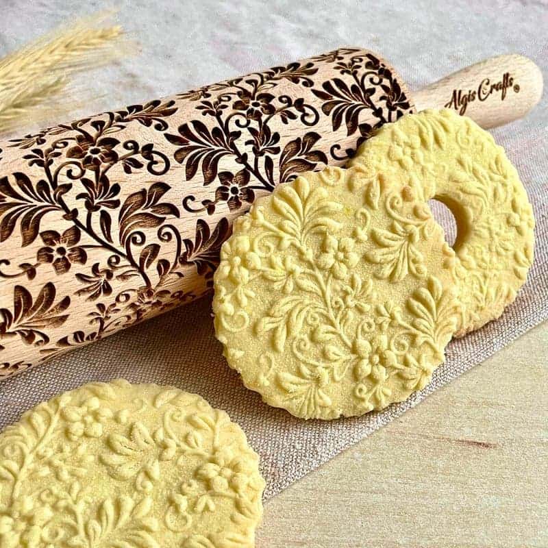 Floral Embossing Rolling Pin for Cookies & Pottery