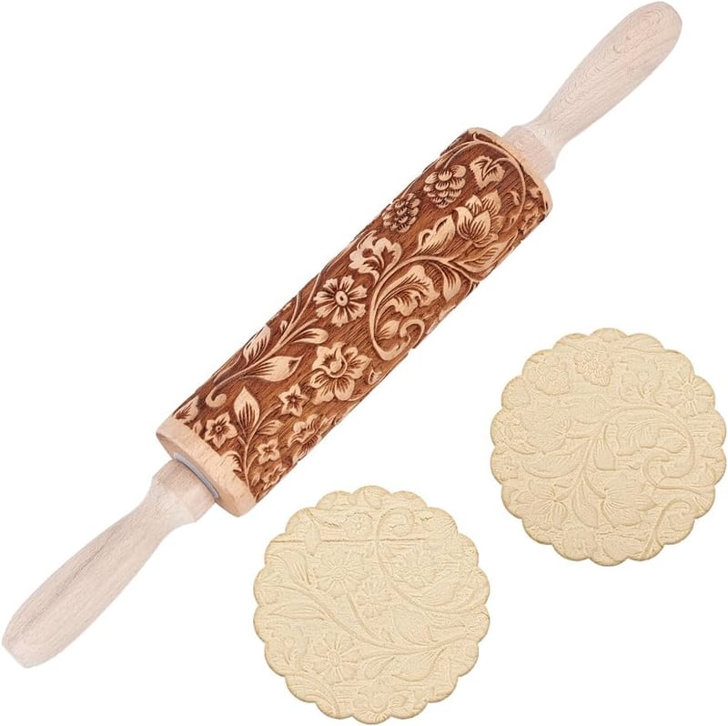 Thanksgiving 3D Flower Wooden Rolling Pin, 35cm
