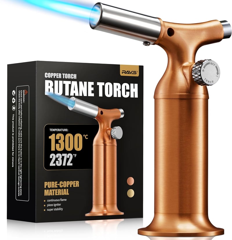 Copper Kitchen Torch for Creme Brulee, Adjustable Flame