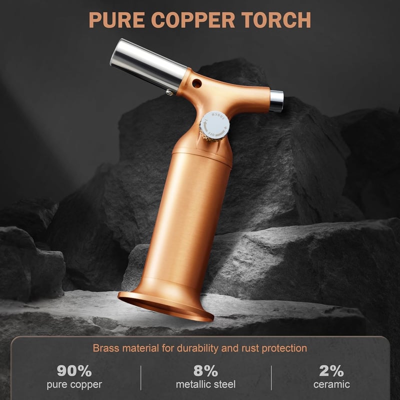 Copper Kitchen Torch for Creme Brulee, Adjustable Flame