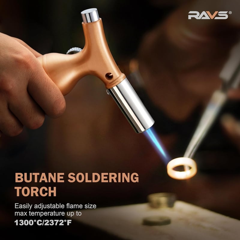 Rose Gold Refillable Butane Kitchen Torch for Cooking & Baking