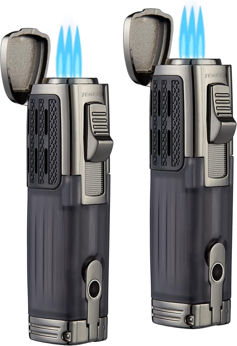Cigar Lighter Triple Jet Torch with Punch, Charcoal 2-Pack
