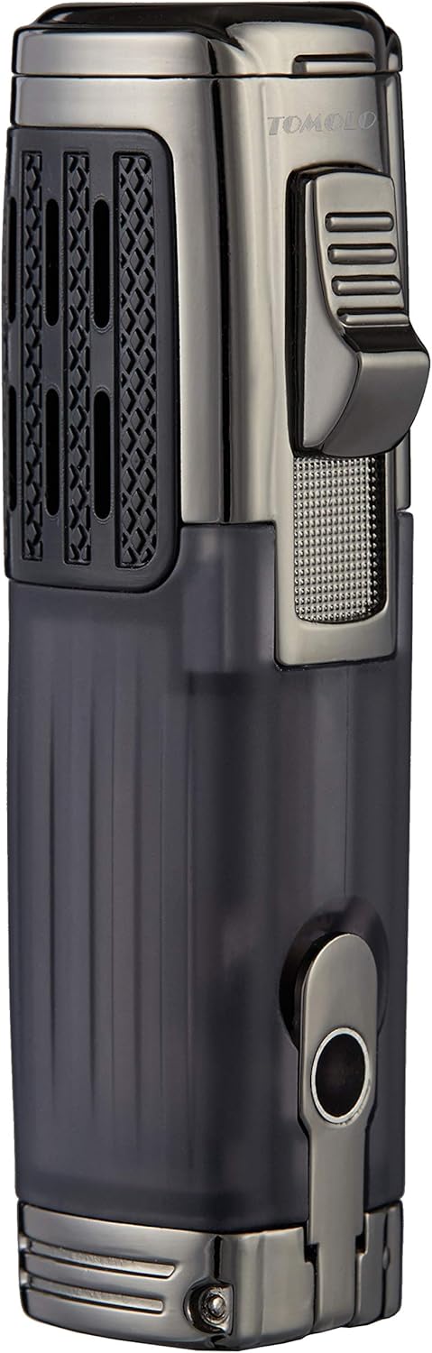 Cigar Lighter Triple Jet Torch with Punch, Charcoal 2-Pack