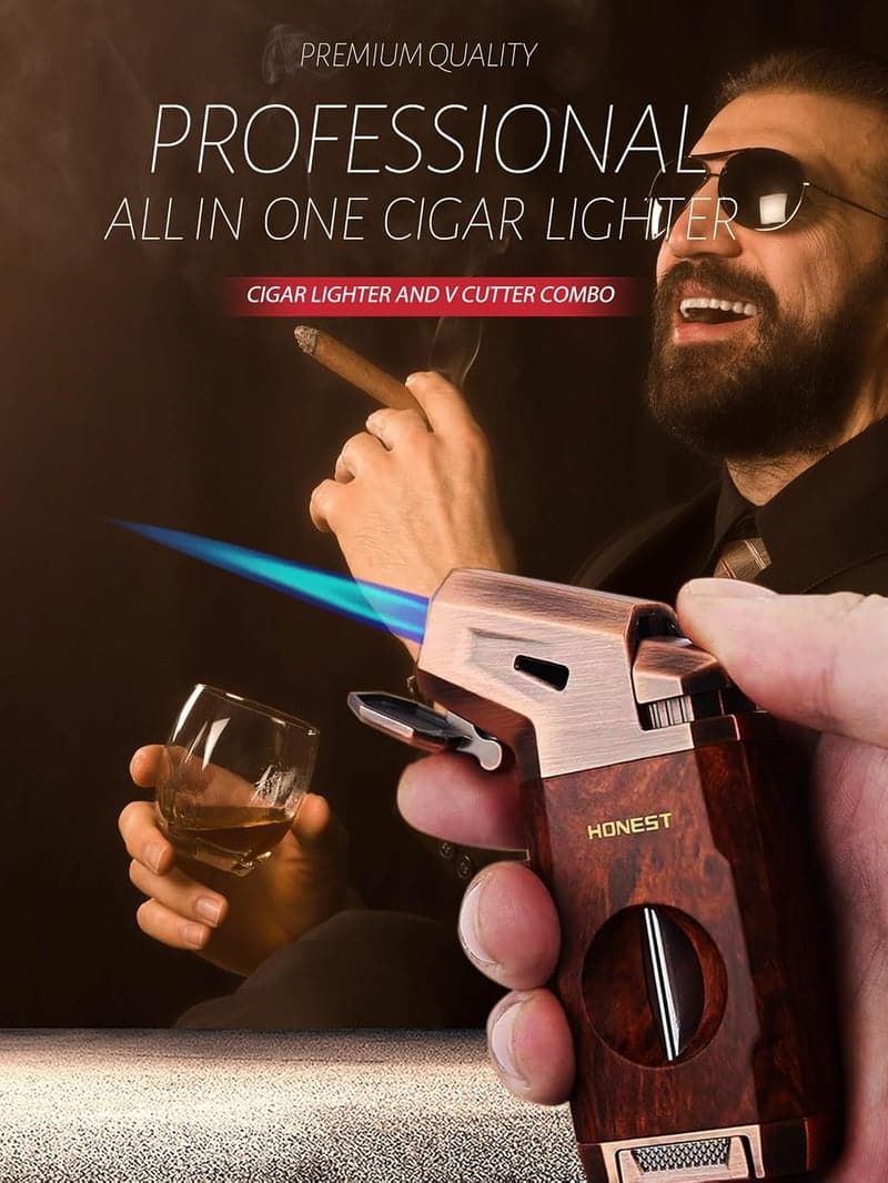 Windproof Refillable Butane Torch Lighter for Men