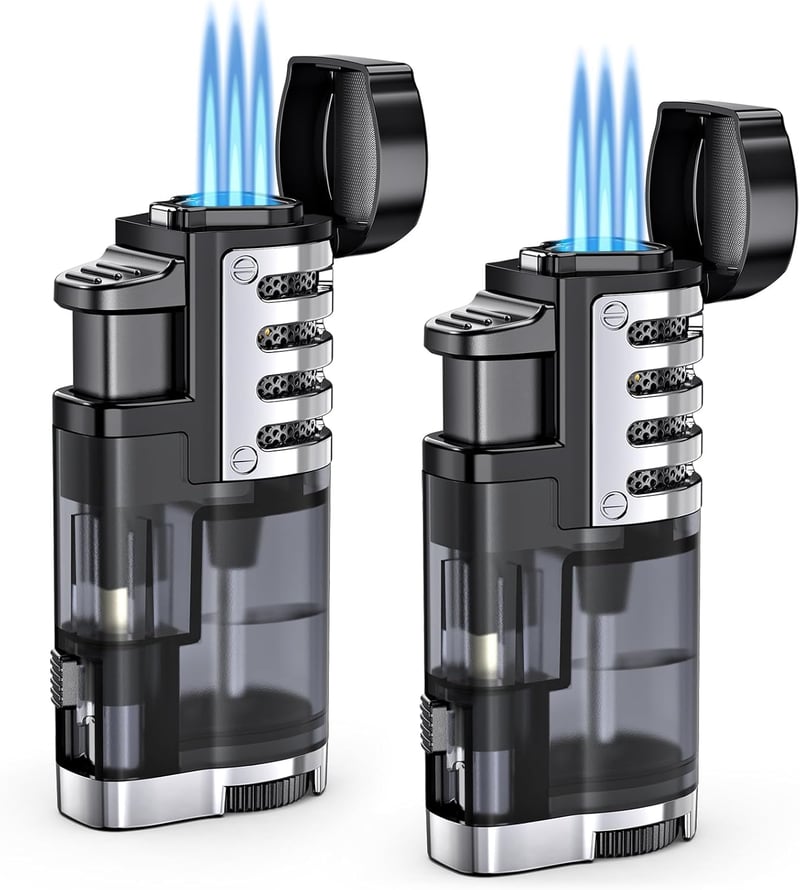 Triple Jet Torch Lighters, Windproof with Punch, 2-Pack