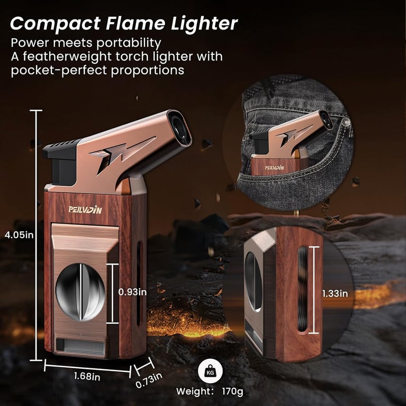 Gift Torch Lighter with Cutter and Punch for Men