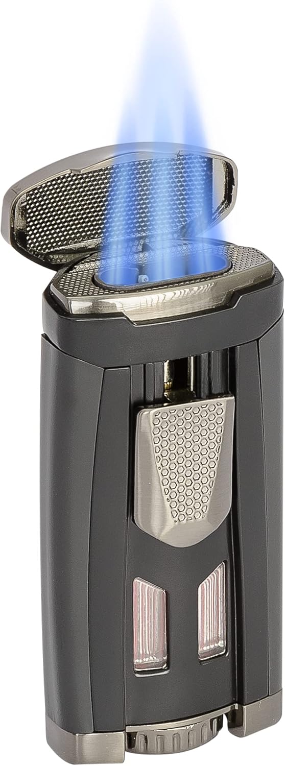 Triple Jet Silver Torch Lighter with Wind Resistance