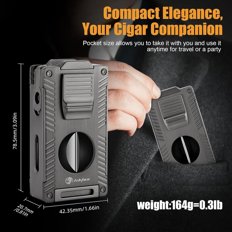 Cigar Gift Set: Multi-Tool Double Jet Flame Lighter