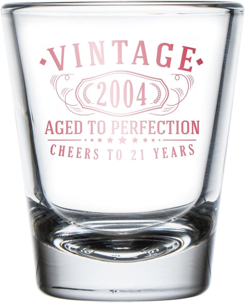 21st Birthday Rose Gold Shot Glass, 1.75oz Vintage Design