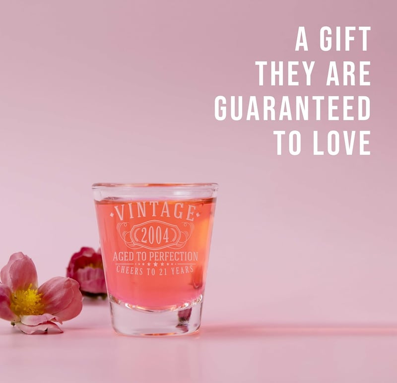 21st Birthday Rose Gold Shot Glass, 1.75oz Vintage Design