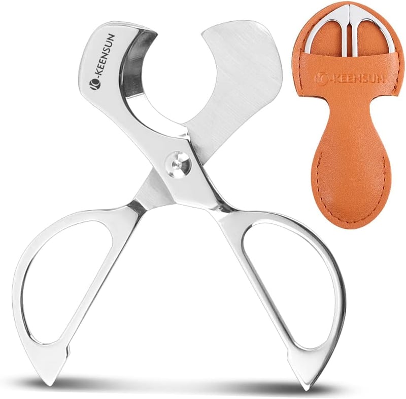 Stainless Steel Cigar Scissors with Leather Case