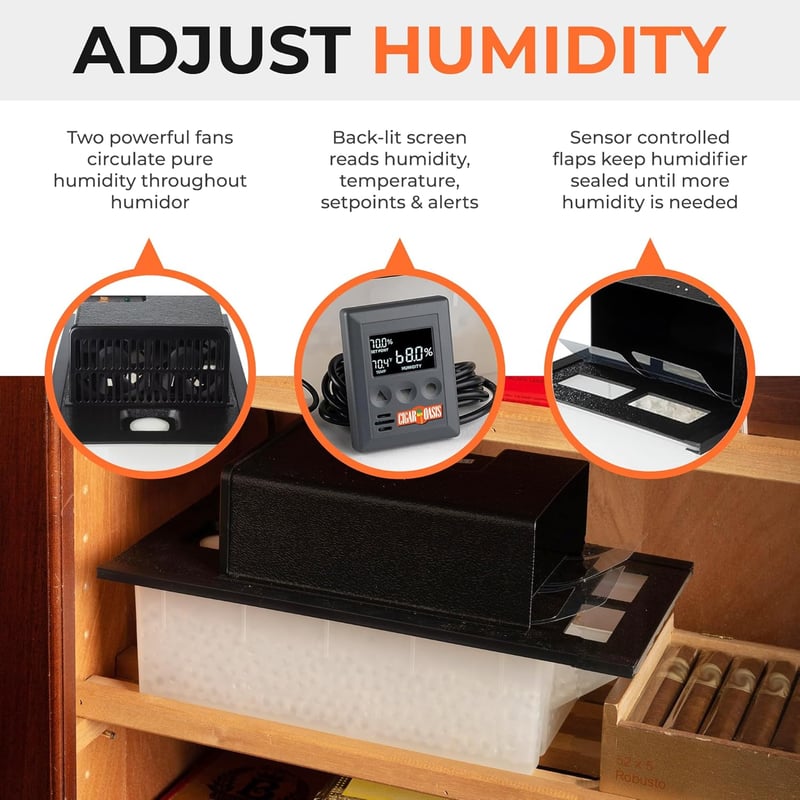 Cigar Humidor Electric Humidifier with LCD Display