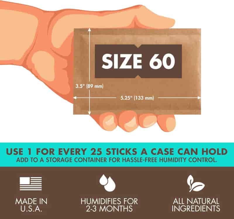 75% Humidity Control Packs for Humidors, 60g, 4-Pack