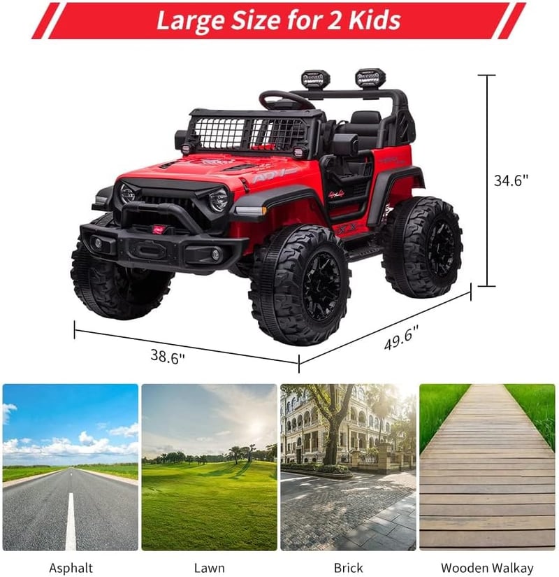 Kids' 2-Seater Electric Car with Remote, Red