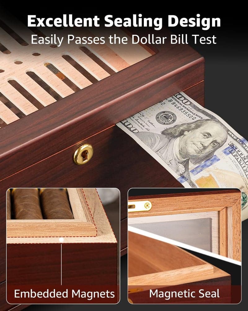 Cigar Lovers Gift: Cedar Humidor with Digital Hygrometer
