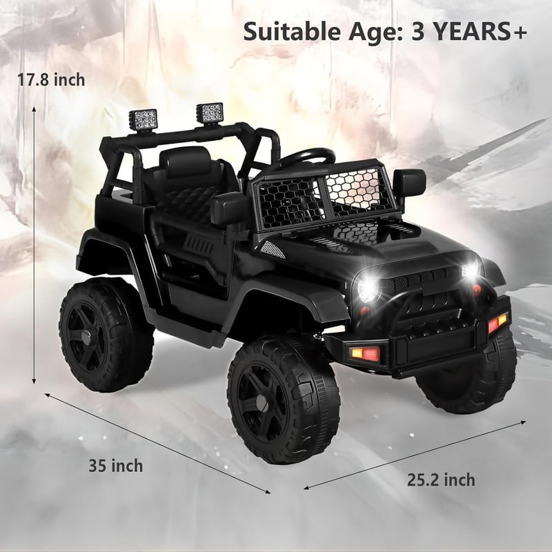 12V Kids Black Electric SUV with Remote & LED Lights