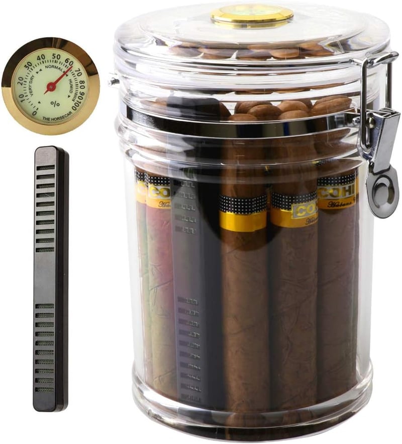 Acrylic Cigar Humidor Jar with Hygrometer