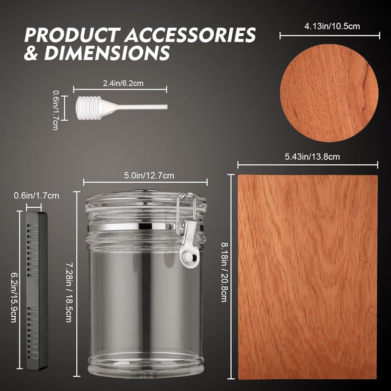 Acrylic Cigar Humidor Jar with Hygrometer