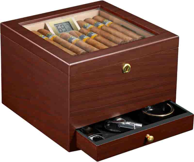 Cigar Humidor with Lock & Hygrometer - Spanish Cedar, 70 Capacity