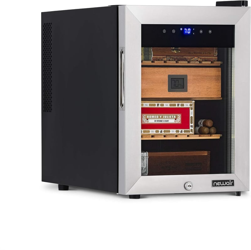 Electric Cigar Humidor Cooler, 250-Count, Stainless Steel, Spanish Cedar Shelves