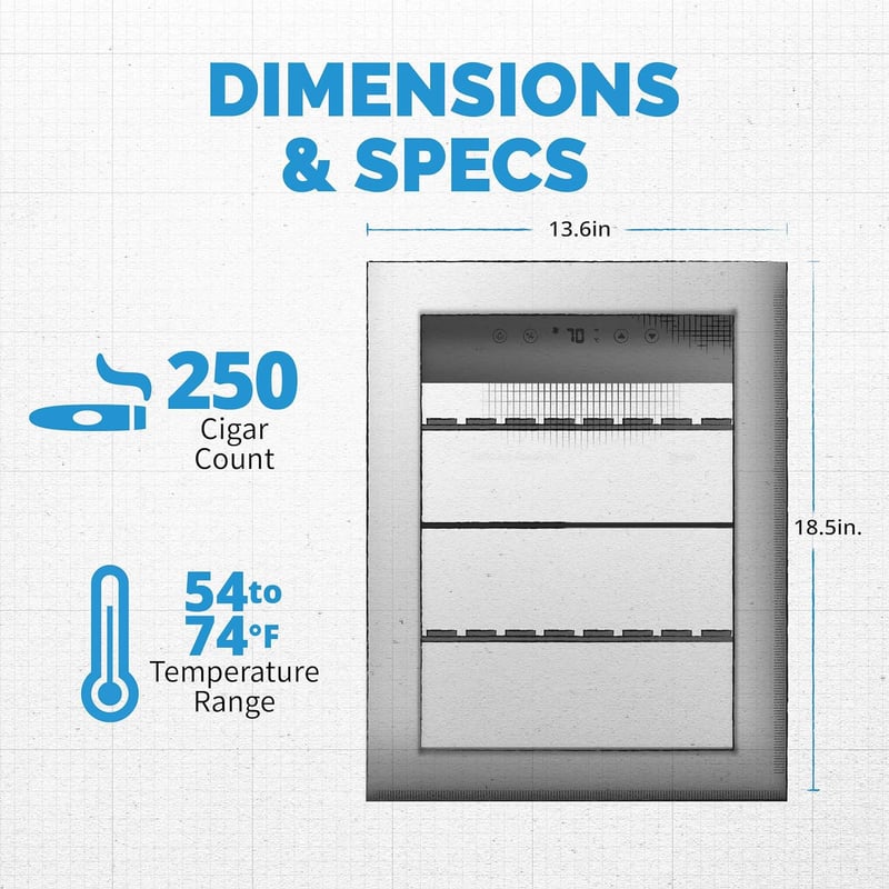 Electric Cigar Humidor Cooler, 250-Count, Stainless Steel, Spanish Cedar Shelves