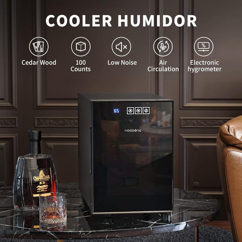 Electric Humidor with Spanish Cedar & Digital Display, 16L Capacity