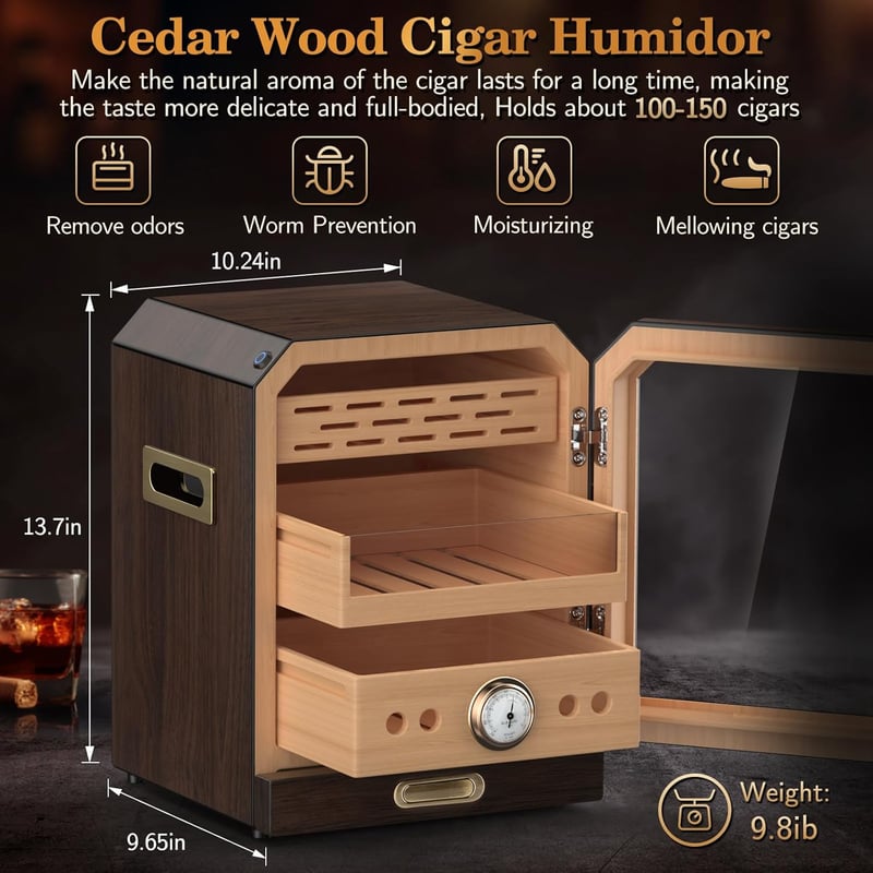 Cigar Humidor Cabinet with Drawer and Humidifiers