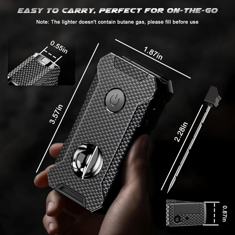 Adjustable Torch Lighter with Cutter & Punch – Refillable Gift for Men