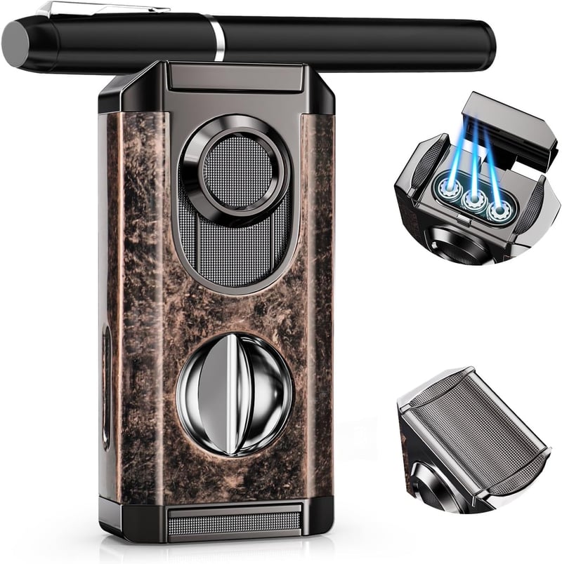 Men's Windproof Butane Torch Lighter with V Cutter