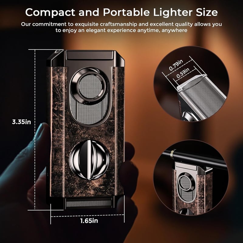 Men's Windproof Butane Torch Lighter with V Cutter