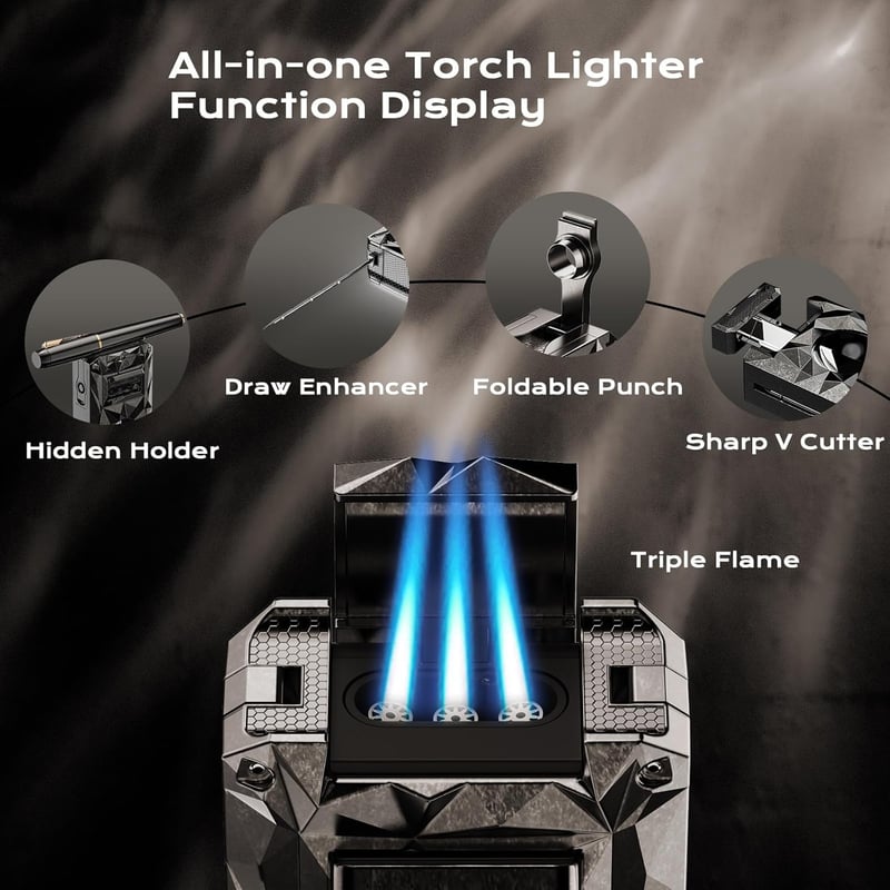 Multifunctional Triple Flame Torch Lighter for Men