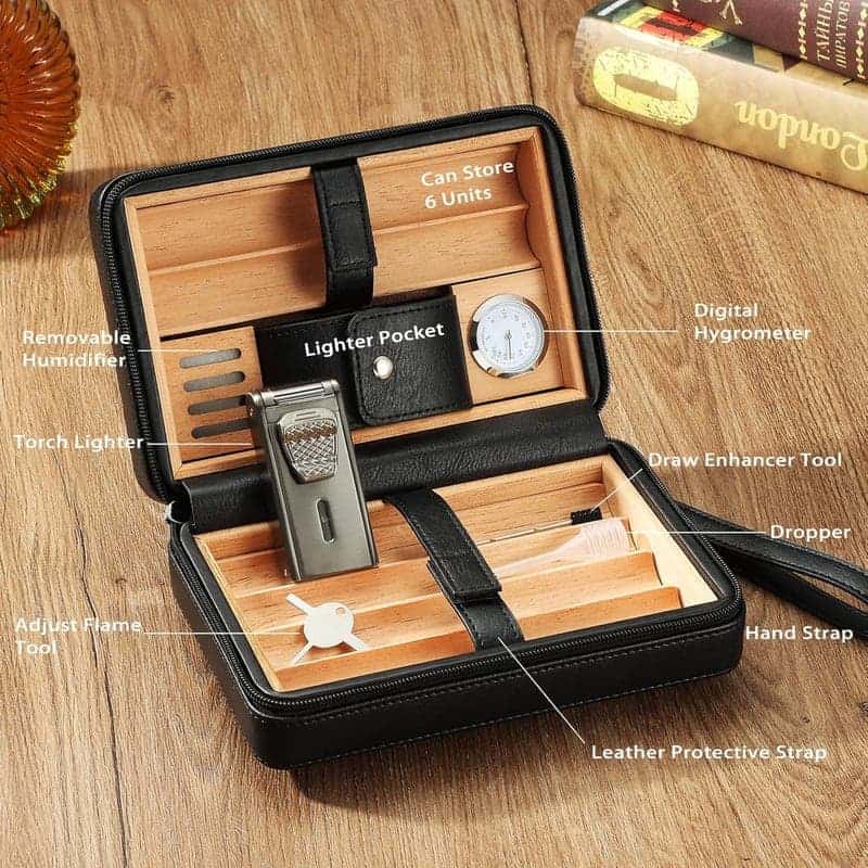 Cedar Wood Double Jet Flame Lighter Set with Tools for Men