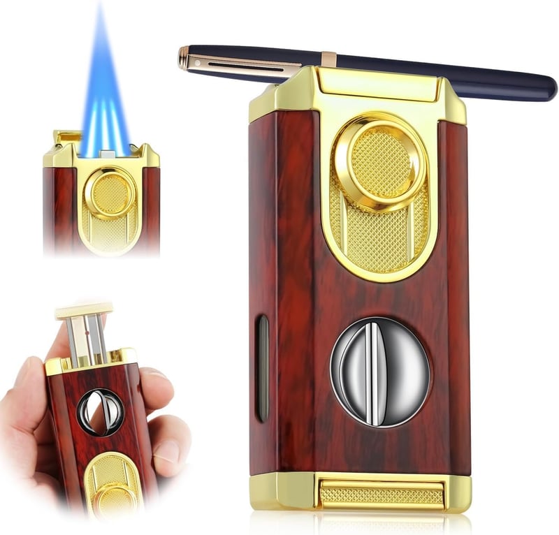 Gift Box Triple Torch Lighter with V Cutter