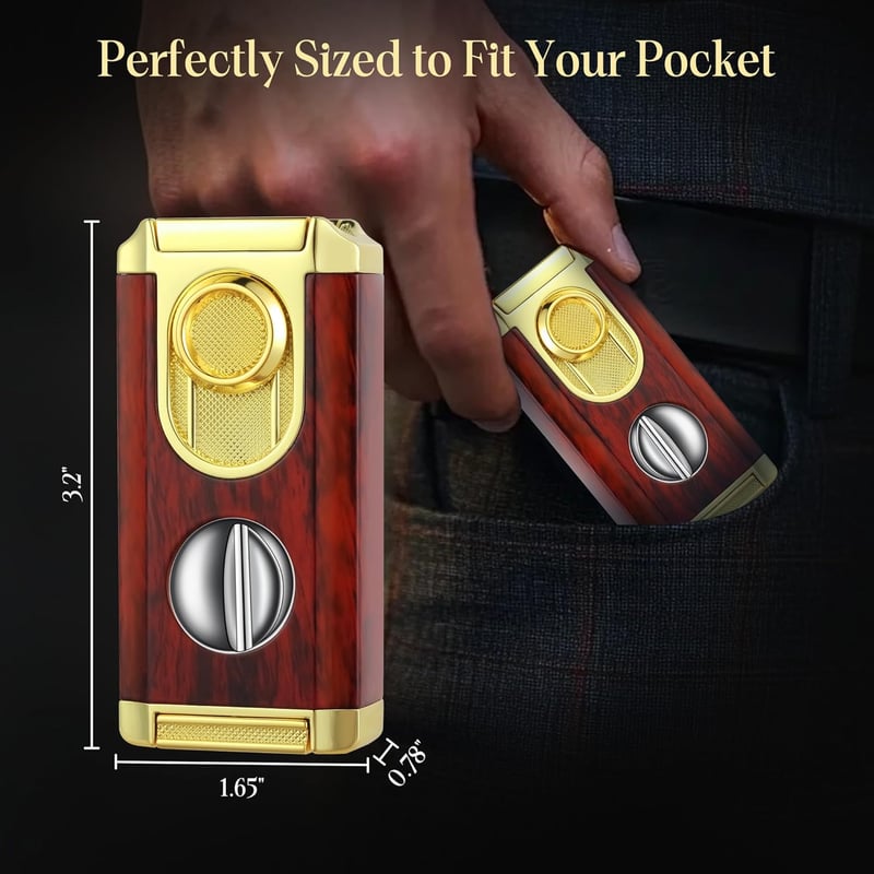 Gift Box Triple Torch Lighter with V Cutter