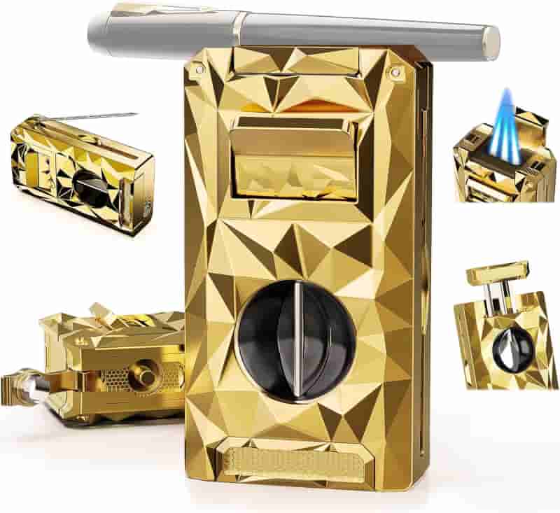 Windproof Triple Torch Lighter with V Cutter & Enhancer Tool