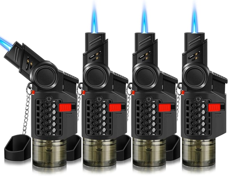 Windproof Jet Torch Lighter Set, Refillable, Rotatable