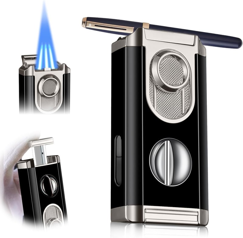 Men's Triple Torch Lighter with V Cutter