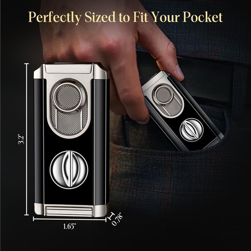 Men's Triple Torch Lighter with V Cutter