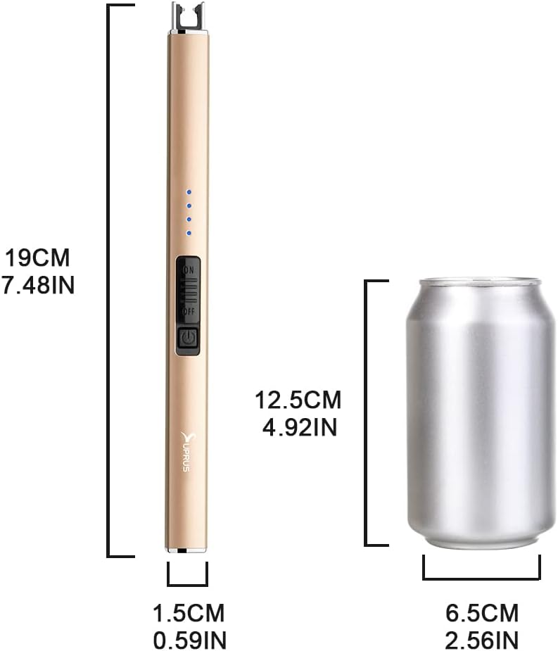 Windproof USB Rechargeable Lighter - Champagne Gold
