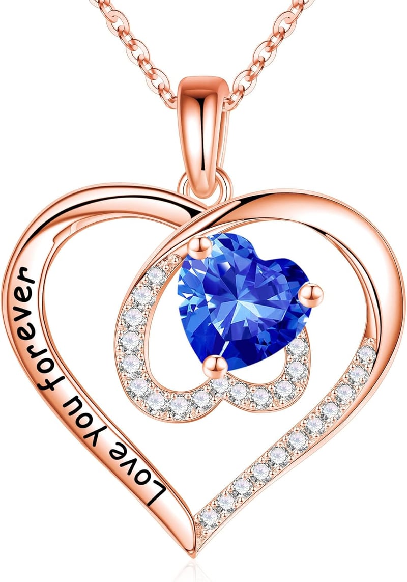 Mother's Day Sterling Silver Heart Birthstone Necklace for Mom