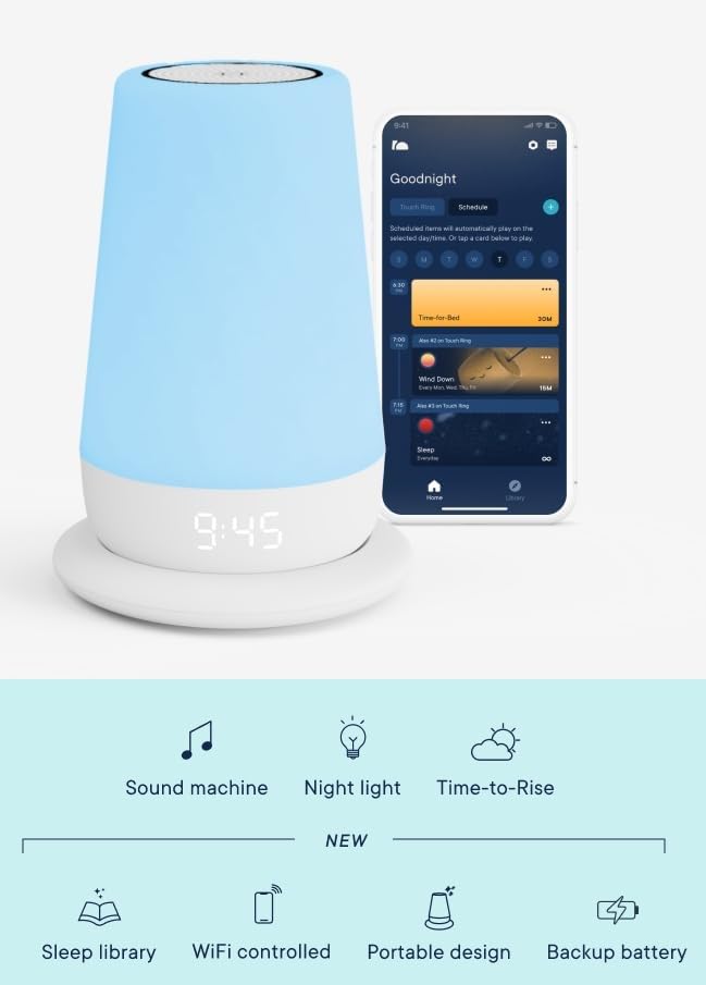 Children's Sound Machine with Night Light & Clock