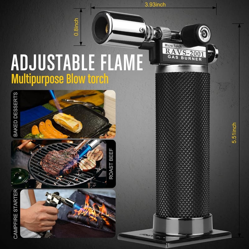 Refillable Kitchen Torch with Safety Lock for Cooking & Baking