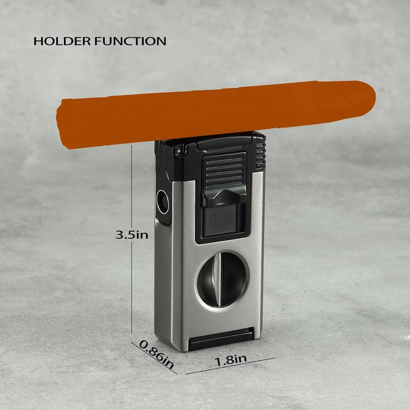 Jet Flame Torch Lighter with Cutter & Holder, Black/Grey