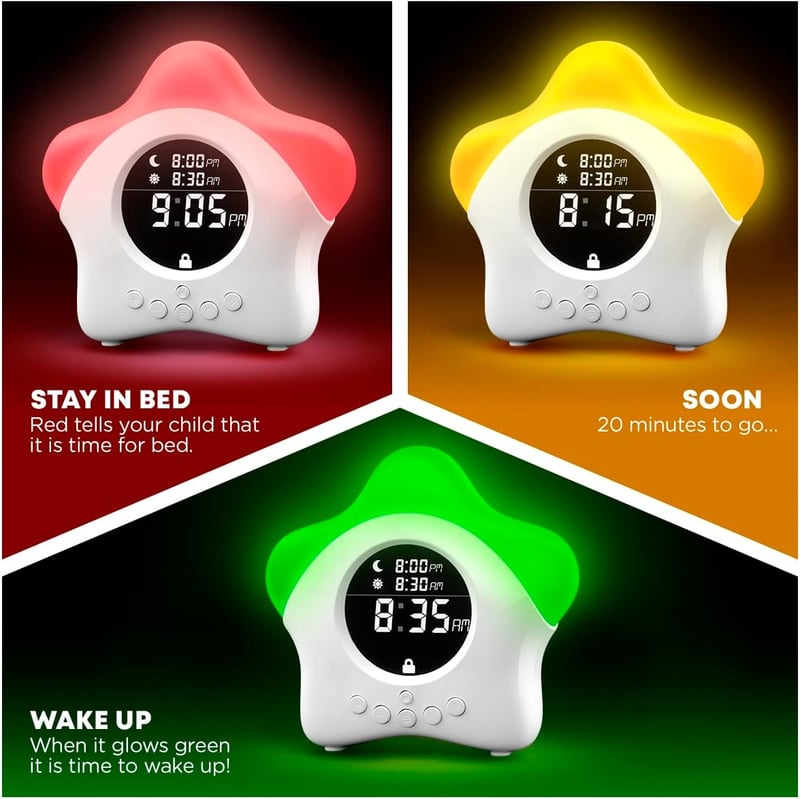 Kids Stay-in-Bed Clock with Night Light & Alarm