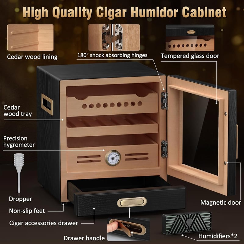Christmas Cigar Humidor with Cedar Drawer
